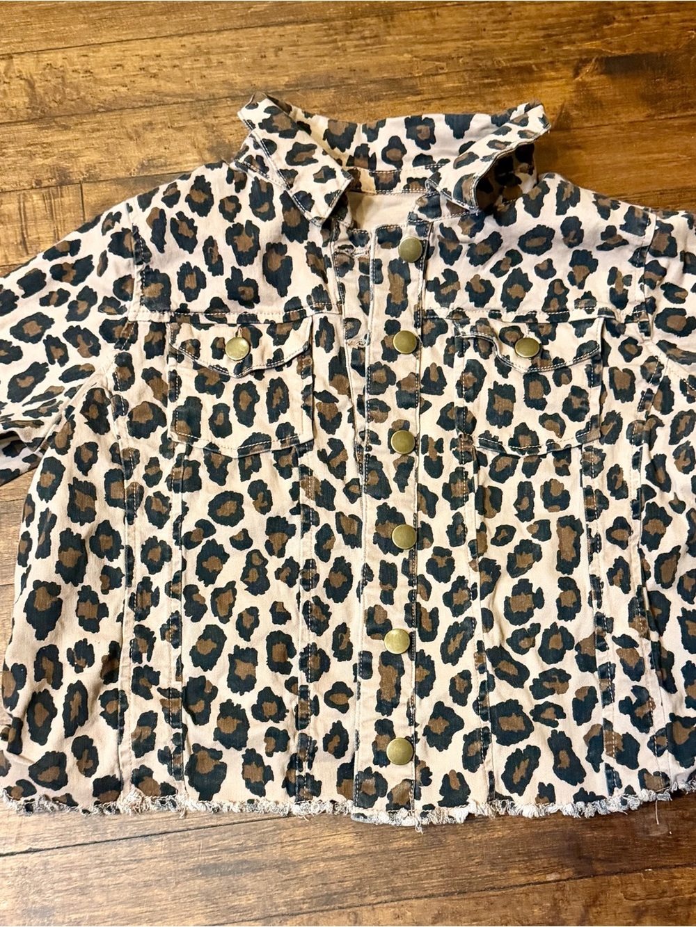 Gianni Bini Girls (XL) 14-16 Cheetah Leopard Print Denim Jacket Kids Clothes GB